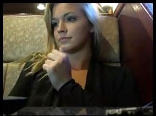 Blondie in public bar flashes on webcam